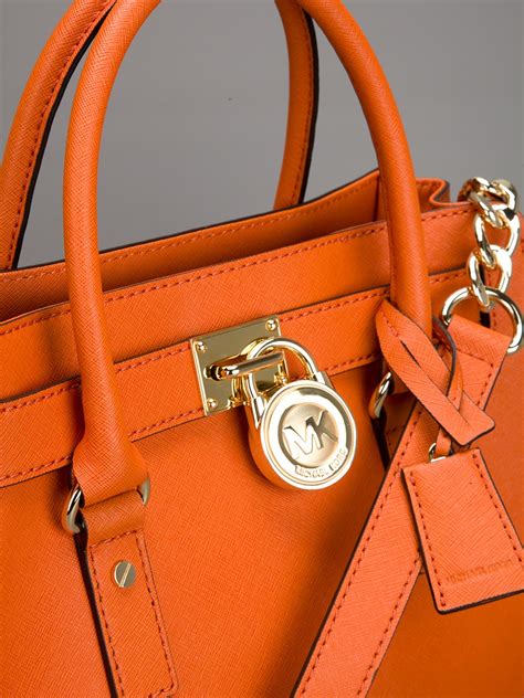 michael kors orange and brown bag